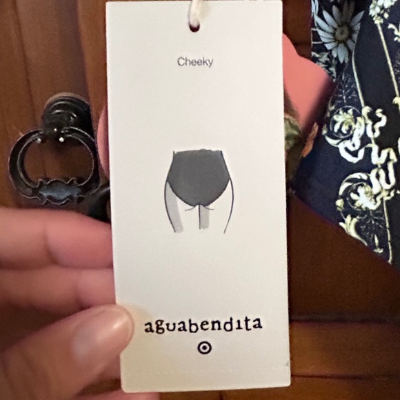 Aguabendita Navy Blue One Piece Floral Adjustable Spaghetti Strap Swimsuit - Picture 9 of 12